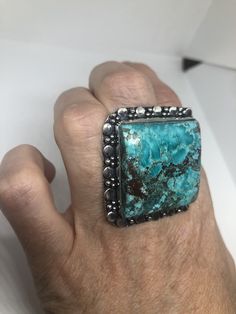 Large genuine blue Turquoise Vintage ring Low content silver not sterling. Size 10 Can be re sized at my jeweler. $10-$20 All rings are shipped free in the US in a nice gift box. Check out our over a THOUSAND great reviews Engraving is $4 per letter and is not always perfect depending on the piece. It can take a few days if the jeweler is busy. This is payable to Paypal Judithsltd@gmail.com Jewelry To Buy, Tibetan Turquoise, Jewerly Making, Bleu Turquoise, Pearl Crystal, Southwestern Style, Vintage Turquoise, Vintage Jewels, Size 10 Rings