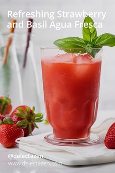 This refreshing and flavorful agua fresca is a perfect way to cool down on a hot day. It is made with fresh strawberries, basil, and lime juice, and is naturally sweetened with a touch of honey. This drink is also a good source of vitamins and minerals, making it a healthy and delicious choice.