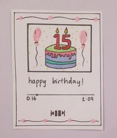 a birthday card with the number fifteen on it