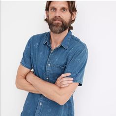 Madewell Indigo Perfect Short Sleeve Shirt. New With Tags. Retails For $72. Sold Out On Their Website. Denim Blue Cotton Short Sleeve Shirt, Casual Short Sleeve Denim Blue Shirt, Casual Denim Blue Short Sleeve Shirt, Casual Dark Wash Cotton Shirt, Summer Dark Wash Chambray Shirt, Casual Medium Wash Short Sleeve Shirt, Casual Unstructured Indigo Shirt, Casual Dark Wash Short Sleeve Tops, Casual Everyday Chambray Tops