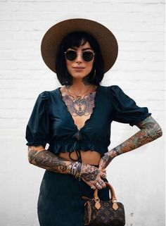 Sammi Jefcoate, Tattoo Girl, Rocker Chic, Cute Comfy Outfits, Green Day, 50 Shades, Outfit Goals, Deep Green, Co Ord