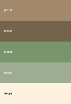 the color palette is brown, green, and beige with neutrals on each side