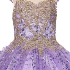 Bliss Elegant Illusion Glittered Tulle, Satin Floor-Length Ballgown Dress, Adored On Top With Gold Coil Lace Studded With Stunning Ab Rhinestone, With Invisible Zipper And Spaghetti Lace Back Closure. This Is Perfect For All Your Occasions Color Lilac Glitter Tulle Dress, Mint Dress Lace, Pink Toddler Dress, Purple Dresses Formal, Purple Formal Dress, Holiday Formal Dresses, Glitter Gown, Ballgown Dress, New Cinderella