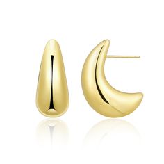 PRICES MAY VARY. 【Dainty earrings Look】: Each gold stud earring for women is designed in classic moon shape, with high-quality gold-plated workmanship on the surface for long-lasting shine and luster.and doesn't flake off and lose color. 【Comfortable Material】: These gold moon stud earrings are made of stainless steel with gold plated that will not cause damage to your ears. High-quality polish, scratch-free, nickel-free, and lead-free, hypoallergenic. Secure and sturdy top buckle and piercing d Light Weight Jewelry, Moon Studs, Open Hoop Earrings, Gold Moon, Dainty Earrings, Single Earring, Trendy Jewelry, Gold Studs, Gold Earrings Studs