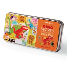 Crocodile Creek 50 Piece Tin Puzzle - Dino World Stocking Stuffer, The Go, Tin, For Kids