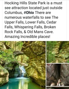 a collage of photos with the caption that reads, looking hills state park is a must see attraction located just outside columbus