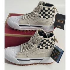 Brand New With Tags Ships Fast Next Business Day Without Box Vans Hi White, Vans Shoes High Tops White, White High Tops Vans, Vans Sk8 High Stacked, High Top Vans Womens, Platform Converse Lyst, Business Casual White Vans, High Top Vans Leggings, Vans Shoe Wall