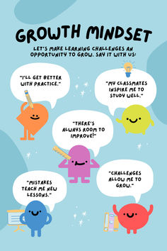 the growth minds poster shows different types of speech bubbles