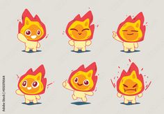 an orange cartoon character with different expressions