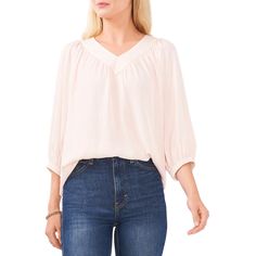 Manufacturer: Vince Camuto Suggested Price: $89.00 Condition: Style Type: Blouse Collection: Vince Camuto Sleeve Length: Closure: Material: 100% Polyester Fabric Type: Polyester Specialty: Shirred P2793745-2820165The original manufacturer will not honor its Limited Warranty for this product. Wide V Neck Blouse, Wide V Neck, Shell Pink, Blouse Online, Shop Mens Clothing, Elbow Length Sleeve, V Neck Blouse, Casual Coat, Skirt Leggings