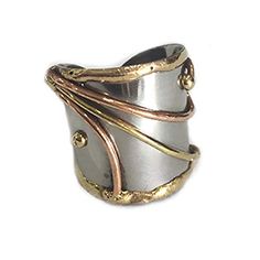 PRICES MAY VARY. Adjustable Mixed Metal Cuff Ring Handcrafted by Artisans Stylish and stunning accessory you can wear to any occasion Makes a great personalized gift Sweet Reminder: Please keep the accessory away from perfumes, cosmetics and any other chemicals Products are cadmium and lead free Adjustable handcrafted stainless steel cuff ring with brass and copper accents. Adjustable design made to fit all sizes! At Anju, we create unique handcrafted products that blend traditional craftsmanshi Elegant Wide Band Metal Ring Gift, Artisan Wide Band Jewelry As Gift, Handmade Wide Band Ring For Gift, Handmade Wide Band Ring Gift, Unique Wide Band Cuff Bracelet Gift, Unique Metal Wide Band Ring For Gift, Adjustable Wide Band Open Ring For Gift, Adjustable Open Band Wide Ring For Gift, Adjustable Metal Wide Band Ring