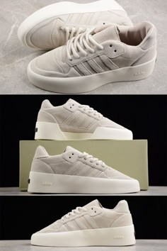 🔥New from Adidas and Fear of God!🔥 Get ready for an incredible style with the new Athletics '86 Lo Clay sneakers! These shoes combine elegance and functionality, maintaining your unique style.  Premium-class creamy suede, narrow, in a floral design, and thick yellowed sole with Adidas and Fear of God logos give them uniqueness. Be the center of attention with adidas Fear of God Athletics '86 Lo Clay!🛒 Hurry to get your pair and be part of this fashionable collaboration! 💫 #ozvegoclan Wallpapers Business, Dream Sneakers, Classic Harley Davidson, Suit Man, Nike Boots, Black Men Haircuts, Best Shoes For Men, Center Of Attention