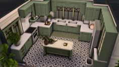 Sims 4 Green Kitchen, Sims 4 House Decor Ideas, Sims4 Kitchen Ideas, Sims 4 Aesthetic House, Sims 4 Kitchen Ideas, Interior Sims 4, Sims 4 Houses Layout, Sims Rooms, Sims 4 Room