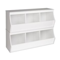 a white bookcase with three shelves on each side