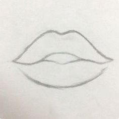 a pencil drawing of a lips on a piece of paper with the tip of it's tongue sticking out