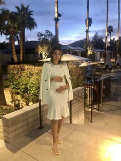 Introducing the Claire - a simple yet stylish and complementing dress to be worn throughout all stages of pregnancy. It’s figure-flattering and perfect for a warmer weather occasion or night out. We love the sassy fit and flare style that falls slightly below the knees. As worn on air by Megan Telles, news anchor for KTLA-5 (last 3 photos)! Color: White/Off-White Below knee length Body-con fit with flare bottom Fabric: 100% Stretch Milk Fiber Care: Gentle wash cold with like colors / do not blea Elegant Spring Maternity Dress Bump Friendly, Chic Nursing Friendly Maternity Dress, Chic Maternity Dress Nursing Friendly, Chic Spring Maternity Dress Nursing Friendly, Elegant Bump-friendly Maternity Dress, Chic Fitted Bump Friendly Dresses, Chic Fitted Maternity Dress, Elegant Fitted Maternity Dress For Brunch, Fitted Maternity Dress For Date Night