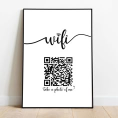 a black and white poster with the word wifi on it in cursive writing