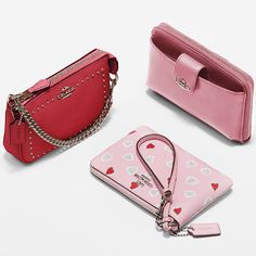 A little something for your Valentine Wallets Coach, Cute Coach Wallet, Pink Coach Wallet, Coach Pink Wallets For Travel, Pink Wallet Coach, Cute Wallets, Coach Wallet, Favorite Handbags, Zip Wallet