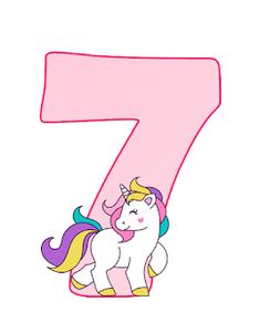 the number seven has a unicorn on it