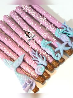 there are some candy sticks with sea creatures on them