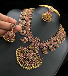 Kundanjewelsbyshiv Indian Ethnic Kempu Kundan 22 Carat Gold Plated Long  Necklace Set * This Set Is made up with High Quality Jadau Kundan *  Gold Plating Is used * High Quality Beads Are used * Set include Necklace and Earrings We made Jewelry in pachi kundan /Ahemdabadi kundan and made designs on order only , need atleast 25 days to make ,to do customization as they are acceptable. jewellery details :All jewellery are made with silver base and luxury gold plated next to real,generally we work on direct made on order.   We are  the dealers of Authentic and traditional Indian Jewelry  We  are honored to present you our elegant, stylish and unique designs with a  wide range of items in different Indian Jewelry category. Here is the list of  all the categories that we deal into: Fashion Jewe Luxury Multicolor Temple Jewelry Chandbalis, Multicolor Ruby Jewelry For Festivals, Traditional Multicolor Ruby Jewelry, Ceremonial Multicolor Hallmarked Jewelry, Temple Jewelry Sets With Round Stone Setting, Temple Jewelry Sets With Matching Earrings, Multicolor Heavy Temple Jewelry, Heavy Multicolor Temple Jewelry, Traditional Ruby Necklace With Matching Earrings