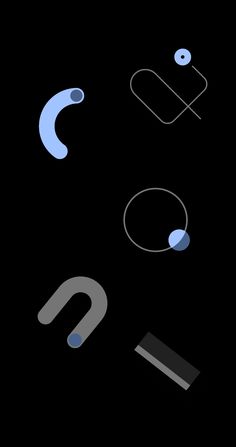 an abstract black background with blue and gray shapes on the bottom right corner, including two circles that appear to be interlocked into one another circle