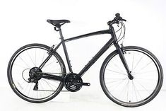 a black bicycle is shown against a white background