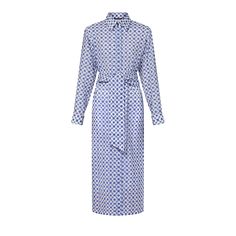 LOUIS VUITTON® - 3d Monogram Fil Coupé Shirt Dress - Blue 3d Monogram, Elegant Shirt Dress, Classic Tailoring, Dress Luxury, Stole Scarf, S Monogram, Leather Denim, Knitwear Dress, Shirt Dresses