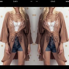 Lace Trim With Self Tie Front Design Kimono Coverup. Flowy Long Sleeve. Model Wearing A Small. Hashtags Venus Everything But Water Victoria Secret Fashion Nova Anthropologie Revolve Free People For Love And Lemons Forever 21 Lulus Windsor Fall Open Front Cover-up For Day Out, Casual Brown Open Front Top, Beige Open Front Tops For Vacation, Casual Lace Trim Cover-up, Beige Open Front Beach Tops, Beige Open Front Tops For Beach, Beige Open Front Top For Beach, Casual Beige Cover-up For Fall, Beige Open Front Tops For Spring