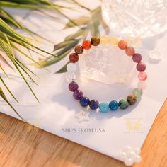 Listing is for 1 Chakra Bracelet, select from either 4mm bead size or 8mm bead size.  💎Bracelet Size: 1 size fits most. Elastic stretchy beaded bracelet. Fits most wrist size 5.5-7 inches.  💎Bead Size: 4mm or 8mm 💎Gemstones included in the 4mm Chakra Bracelet: amethyst, rose quartz, green aventurine, carnelian, red jasper, red garnet, tigers eye, lapis lazuli, sodalite, clear quartz, smoky quartz, howlite, black obsidian, rainbow hematite, turquoise howlite, sea sediment jasper, red tigers ey Symbolic Natural Stone Beaded Bracelets With Round Beads, Symbolic Beaded Bracelets With Natural Round Beads, Symbolic Beaded Bracelets With Natural Stones, Symbolic Natural Stone Beaded Bracelets, Symbolic Friendship Bracelets With Round Beads, Symbolic Multicolor Round Beads Bracelets, Symbolic Multicolor Round Beads Bracelet, Symbolic Healing Bracelets With Round Beads, Symbolic Multicolor Beaded Bracelets With Round Beads