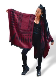 USD 49.31 | Original Price:USD 65.74 | In stock | You save USD 16.43 (25%) | Local taxes included (where applicable) | Free shipping for USA, EU & UK CAN Please leave your phone number at check out for smooth express delivery! Thank you:) Double Sided Winter Wool Poncho -Black Red Worldwide Shipping Estimated Delivery USA 3-5 Bus days Europe 2-5 Bus days Asia 3-5 Bus days Made of highest quality Turkish wool and.........[read more] Aztec Poncho, Women Cape, Poncho Women, Boho Poncho