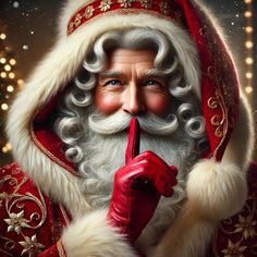 a santa clause holding a red object in his hand