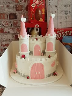 there is a cake in the shape of a castle