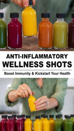 10min · 14 servings     These homemade wellness shot recipes are the perfect way to kickstart your health and immune system. They’re loaded with anti-inflammatory foods and full of antioxidants. #antiinflammation #healthydrinks #healthybreakfast  Ingredients:  • Lemon  • Ginger  • Turmeric  • Beets  • Oranges  • Blueberries   • Strawberries   • Elderberry   All 6 wellness shot recipes — > b-l-o-g ☺�️ Immunity Shots, Juice Shots, Collagen Smoothie, Turmeric Shots, Inflammation Recipes