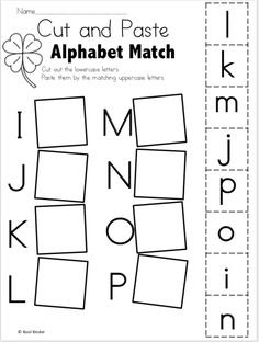 the cut and paste alphabet match worksheet for kids to practice their handwriting skills