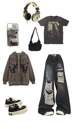 Clothing Aesthetic Types, Hard Rock Outfit, Eye Catching Outfits, Haircut And Style, Alternative Y2k, Emo Things, Grunge Fits, Aesthetic Types, Skater Outfits