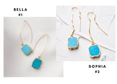 "Mother's Day gift earring for her. Perfect gift for every occasion - Beautiful and vibrant turquoise earrings ~ Add a touch of boho-chic vibe to your Birthday Gift selection with our beautiful gold turquoise earrings effortlessly. Inspired by royal blue turquoise gemstone and the simplicity of gold hoop earrings, we've created elegant Bella open hoop earrings, dainty and dangle Sophia gold chain earrings and lastly, the dainty Gemma gold huggie hoop earrings. All three of these gold earrings ar Turquoise Summer Party Jewelry, Chic Blue Jewelry For Gift, Chic Blue Jewelry Perfect For Gifts, Chic Blue Jewelry For Gifts, Chic Summer Jewelry For Gifts, Chic Blue Jewelry For Summer, Chic Blue Summer Jewelry, Simple Gold Hoop Earrings, Turquoise Earrings Gold