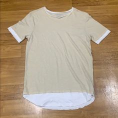 Yeezy Like Shirt Two Layers Oversized Shirt Never Worn. 10/10 Condition Beige Cotton Shirt For Streetwear, Urban Cotton Top For Layering, Casual Relaxed Fit Shirt For Layering, Casual Shirt With Relaxed Fit For Layering, Summer Cream Shirt With Crew Neck, Cream Crew Neck Shirt For Summer, Casual Short Sleeve Cream T-shirt, Spring Beige Top For Streetwear, Beige Tops For Spring Streetwear