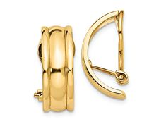 14k yellow gold 11/16" fancy non-pierced earrings. Measure approximately 11/16"L x 1/4"W. 14k Yellow Gold Clip-on Huggie Earrings, Gold-tone 14k Gold Earrings For Anniversary, Fine Jewelry Round Clip-on Earrings, Fine Jewelry Clip-on Round Earrings, Classic Gold-tone Clip-on Jewelry, Classic Yellow Gold Clip-on Huggie Earrings, Fine Jewelry Yellow Gold Round Clip-on Earrings, Yellow Gold Polished Clip-on Earrings For Formal Events, Yellow Gold Clip-on Drop Earrings