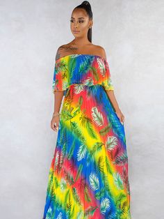 Material: Polyester & Chiffon. Breathable. Lightweight. Soft-touch. and comfortable to wear. Feature: Sexy Off Shoulder. Sleeveless. Tie Dye Ombre Color Block. Full Length. Loose Fit. Pleated. Ruffle. Flowy Swing Summer Beach Maxi Dress. Occasions: Perfect for Casual. Daily wear. Vacation. Wedding. Office. Summer. Beach. Trip. Bridesmaid. Party. Cocktail. and Date. The unique design will make you be more beautiful and fashionable and elegant. Size Chart:Note:1. The size chart is for reference on Vacation Wedding, Bridesmaid Party, Off Shoulder Fashion, Split Maxi Dress, Beach Maxi Dress, Pleated Maxi Dress, Ombre Color, Pleated Maxi, Style Upgrade