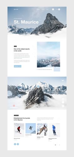 an image of a website page with mountains in the background and snow on the ground