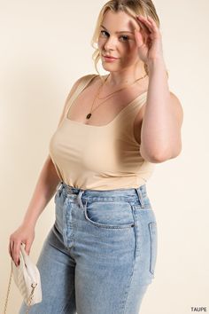 Add a little swing to your style with this must have bodysuit. This tank style bodysuit features a fitted silhouette, square neckline and bottom snaps for easy dressing. It’s crafted from a soft, lightweight nylon that’s perfect for layering during every season. Whether you’re going for cute, casual or dressy, this versatile bodysuit will have you “Getting In the Swing” of any occasion! 90% Nylon, 10% Spandex *Rachel is shown in a MEDIUM. Trendy Spring Bodysuit With Square Neck, Trendy Square Neck Bodysuit For Spring, Spring Everyday Bodysuit With Scoop Neck, Everyday Spring Bodysuit With Scoop Neck, Spring Scoop Neck Bodysuit For Everyday, Chic Square Neck Bodysuit For Spring, Chic Spring Bodysuit For Everyday, Chic Summer Bodysuit For Everyday Wear, Sleeveless Summer Bodysuit For Everyday