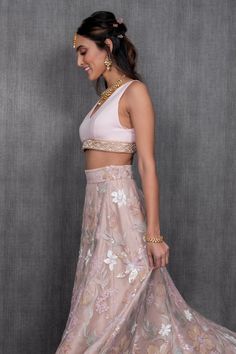 MADHURI Satin Pearl Top – HarleenKaur Ethnic Wedding Outfits, Dil To Pagal Hai, Mehndi Party, Pearl Top, Ethnic Wedding, Pearl Embroidery, Indian Look, 90s Bollywood, Lehenga Skirt