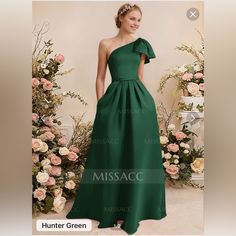 Missacc Formal Gown In Hunter Green. (Second Pic Is For Reference On How Back Looks) It Has Never Been Worn, Too Long For Me. It Is A Size 6. It Is A Beautiful Dress, Color Is Absolutely Beautiful, Sweep Train, One Shoulder, Fully Lined And The Pockets Are Amazing. Measurements: 34 1/2 Bust, 27 1/2 Waist, 37 3/4 Hips And 59 Inch Length. It Is Wrinkled From Being Packaged And Would Need To Be Steamed. Formal Dress Green, One Shoulder Formal Dresses, Hunter Green Color, Formal Gown, Wedding Guest Dresses, Dresses Formal, Formal Gowns, Too Long, Hunter Green