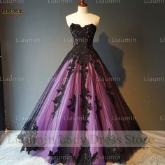 Midnight Purple Wedding, Purple Grad Dresses, Black And Purple Wedding Dress, Black Purple Wedding, Black And Purple Wedding, Purple Silver Wedding, Tim Burton Wedding, Goth Characters, Fae Ball