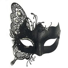 PRICES MAY VARY. Material: Metal+ Rhinestones.Bendable Metal,It fits great bends to shape your face Features: Metal has ductility,very comfortable, light weight and no flaking of paint, no messy excess glue residue, and no discoloration Perfect Venetian Party Mask: Elegance is the first impression you give the man, it is low-key, luxury and eye-catching, you worry-free to become the focus. This is a good gift choice also! Fits Almost Of All: One size fits almost of all, Mask Is about 8.2" / 21 C Butterfly Masquerade Mask, Mask For Party, Mask Prom, Venice Masquerade, Prom Mask, Mask Half Face, Mystery Men, Black Masquerade Mask, Club Fitness