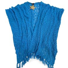 Vintage Hot In Hollywood Scarf Shawl Shrug Size Missy Blue V-neck Top, Blue One Size V-neck Top, Blue V-neck Top One Size, Blue One Size Tops For Vacation, Spring Blue Tops One Size, One Size Blue Tops For Fall, Blue Casual Tops One Size, Casual Blue One Size Tops, Boho Poncho