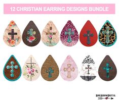 the 12 different designs are featured in this image, including cross and leopard print tears