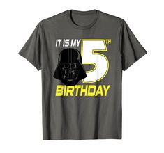 darth vader birthday t - shirt with the number five on it's chest