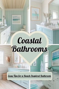 coastal bathroom with blue and white walls, wood flooring and wooden ceiling tiles in the shape of a heart